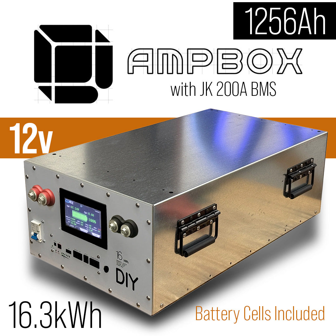 12v AmpBox DIY Lifepo4 Battery BOX With JK 200A BMS with LCD Screen