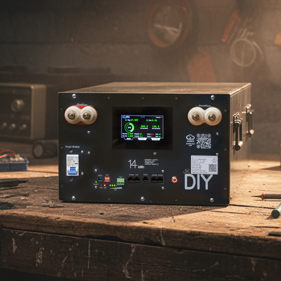 48V AmpBox Pre‑Built LiFePO4 Battery (14.56 kWh) with JK 16S 150A BMS – Black Enclosure