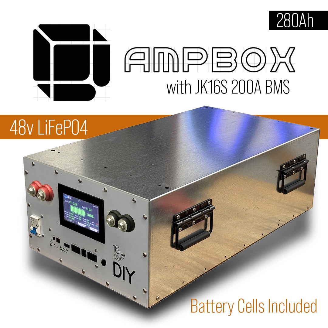 AmpBox DIY Lifepo4 Battery BOX With JK16S 200A BMS with LCD Screen