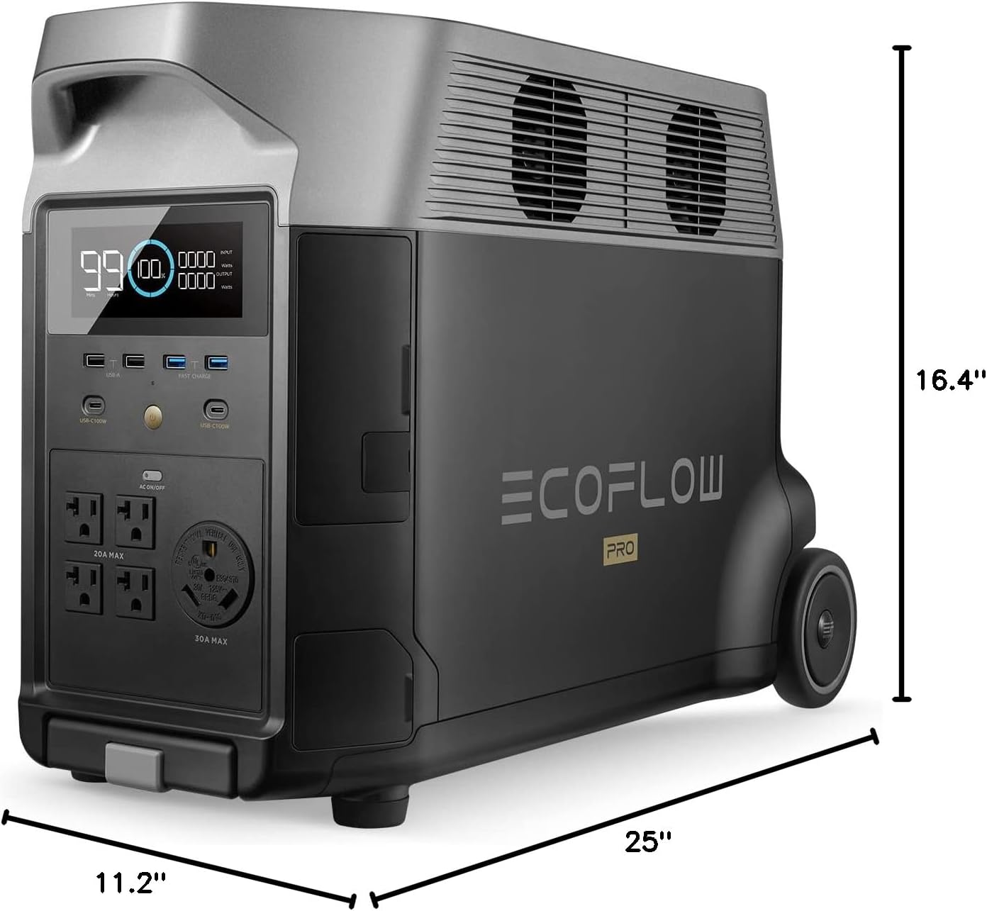 EF ECOFLOW Portable Power Station 3600Wh DELTA Pro, 120V AC Outlets x 5, 3600W, Lifepo4 Power Station, Solar Generator for Home Use, Power Outage, Camping, RV, Emergencies