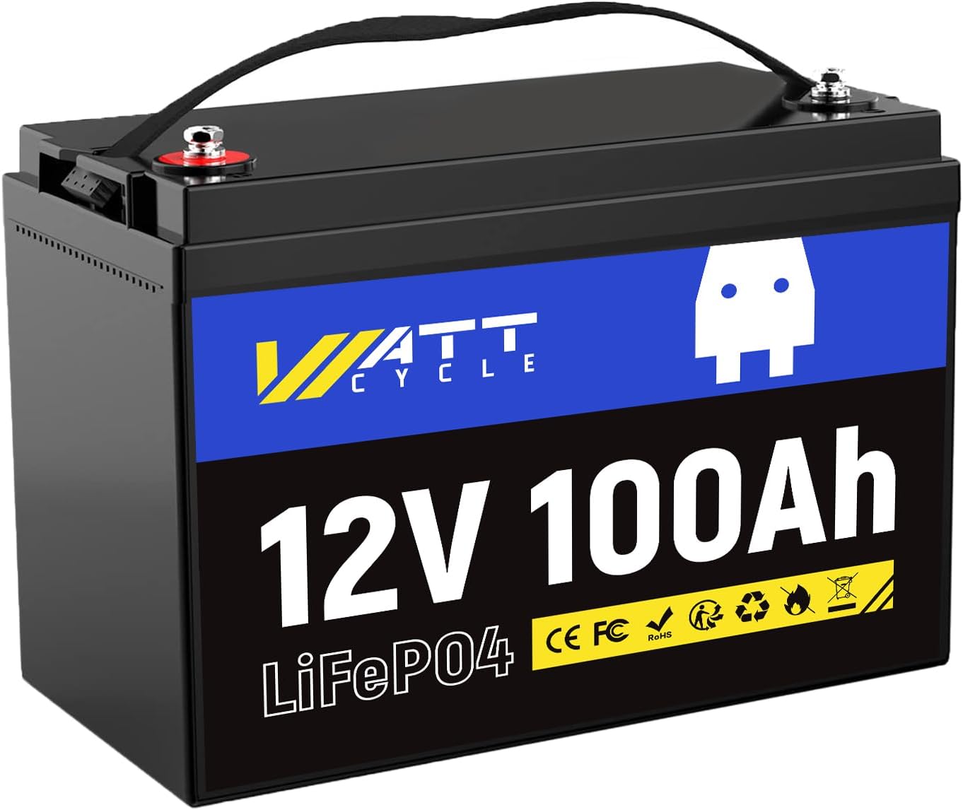 12V 100Ah LiFePO4 Lithium Battery - BCI Group 24, 15000 Cycles, Built-in 100A BMS, Low-Temperature Protection - Ideal for RVs, Golf Cart, Home Energy Storage, Boats and Marine Applications