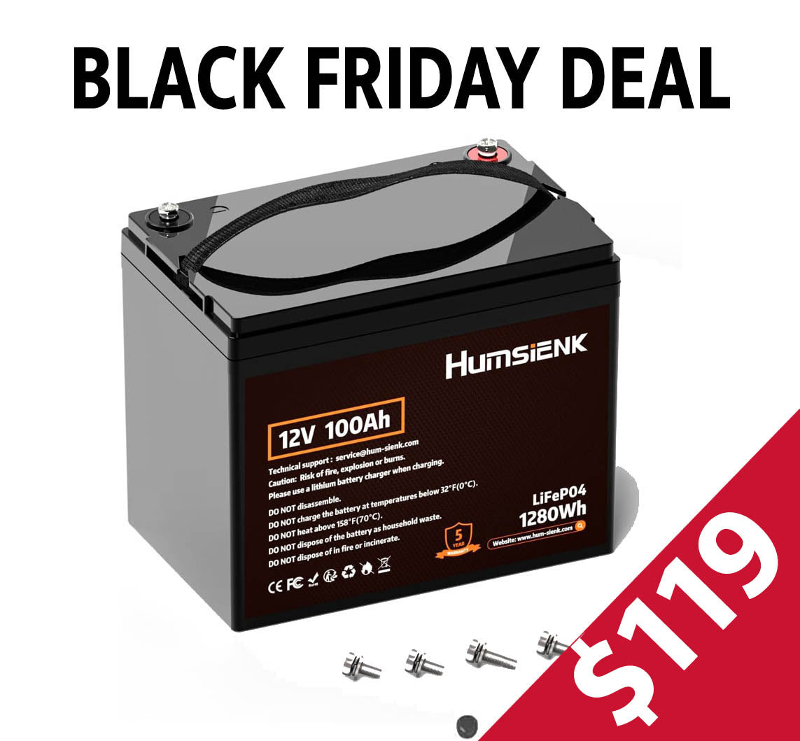 HumsiENK 12V 100Ah LiFePO4 Battery Lithium Built In 100A Smart BMS, Portable Group 24