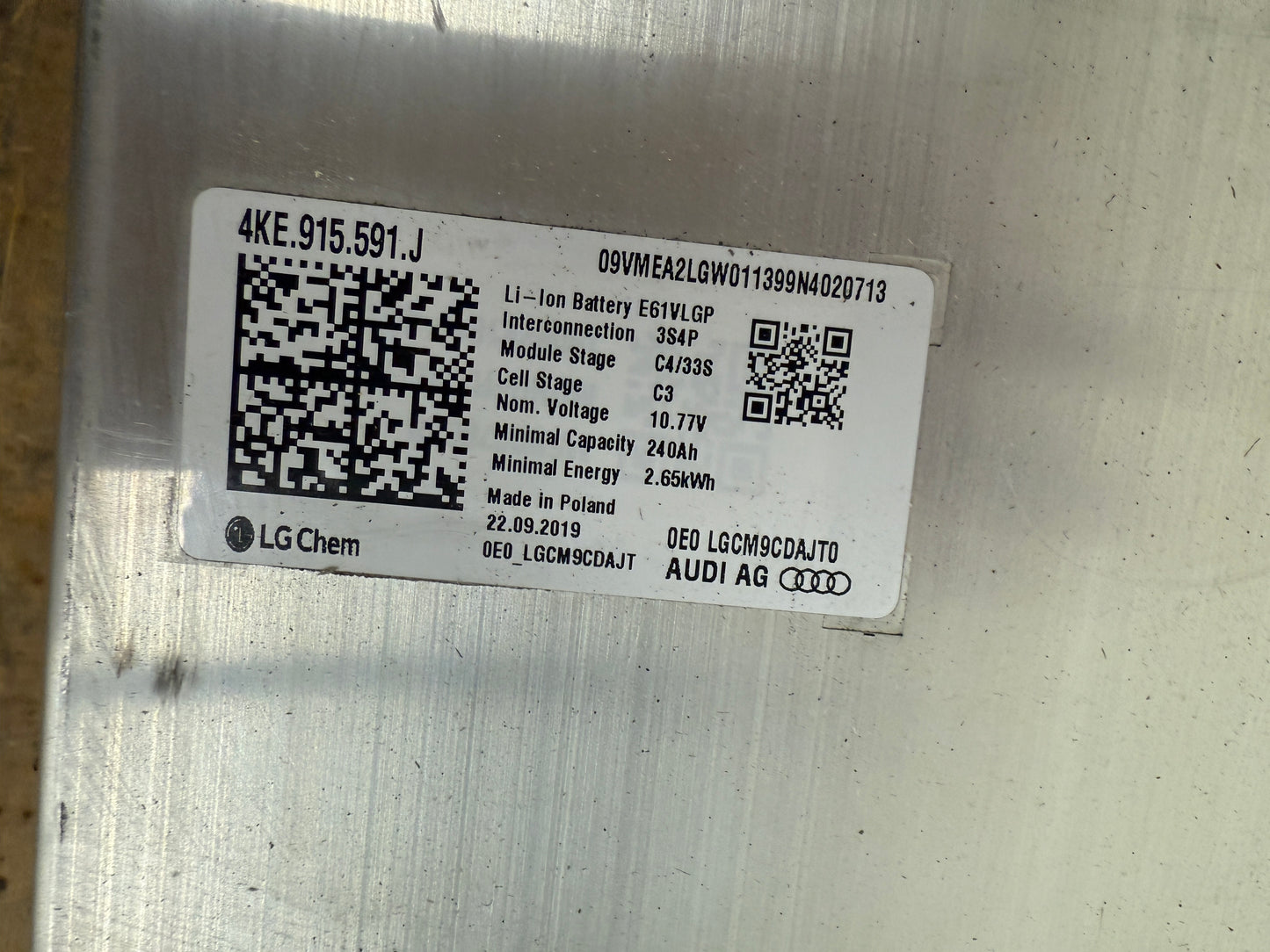 11v AUDI eTRON Battery Modules w LG cells. $76/kWh!