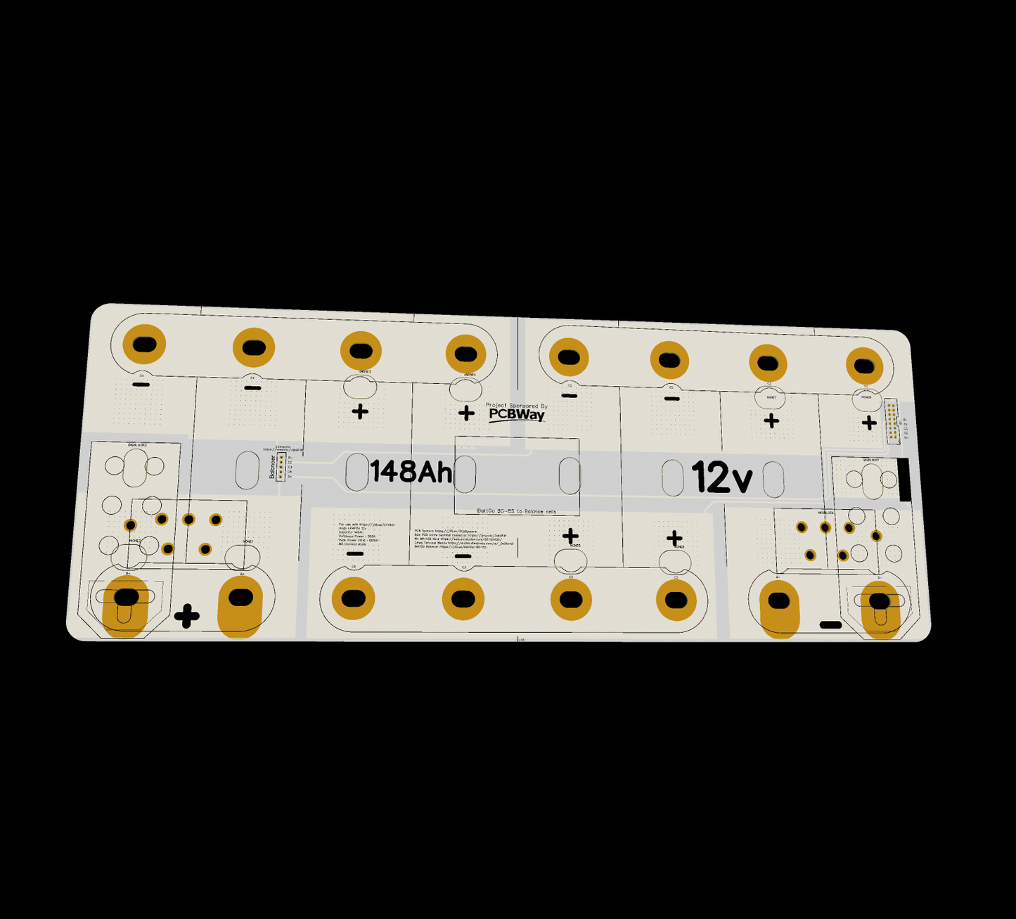 12v 148Ah 1200A Battery Pack LiFePO4 LEV60 - LONG