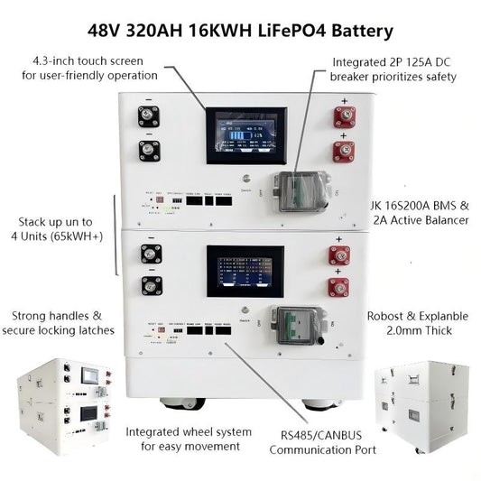 XINTechPro 48v 320Ah Pre-Assembled 16kWh - Grade A LiFePO4 Battery Box