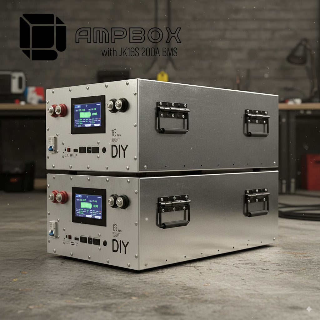 AmpBox DIY Lifepo4 Battery BOX With JK16S 200A BMS with LCD Screen
