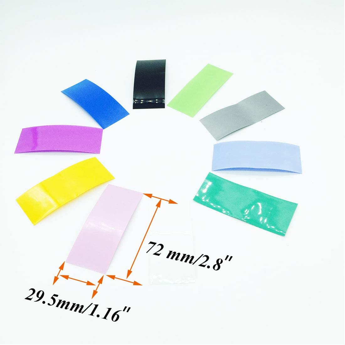 SpeedDa 300Pcs 10 Color 29.5MM 18.5MM Flat PVC Heat Shrink Tubing Tube for 18650 18500 Battery