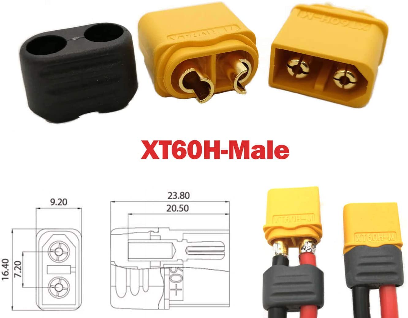 XT60 Connectors Female Male  12AWG 5.9inch Pigtails