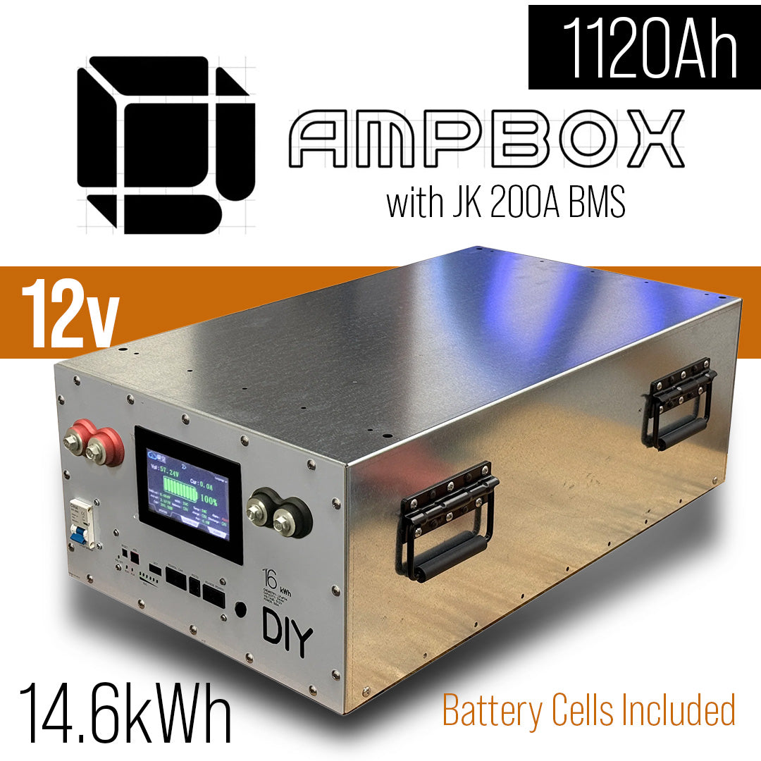 12v AmpBox DIY Lifepo4 Battery BOX With JK 200A BMS with LCD Screen