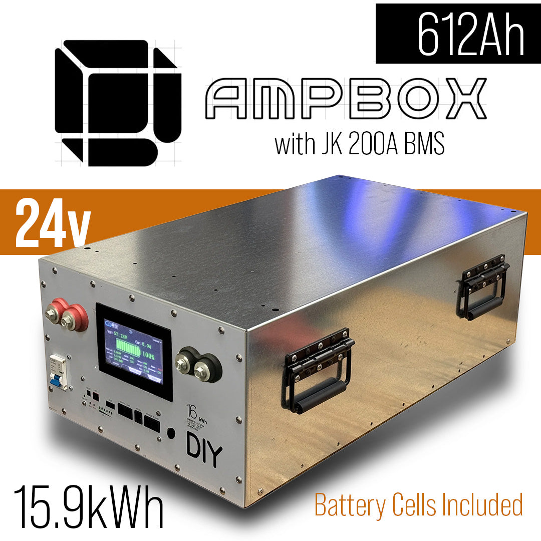 24v AmpBox DIY Lifepo4 Battery BOX With JK 200A BMS with LCD Screen