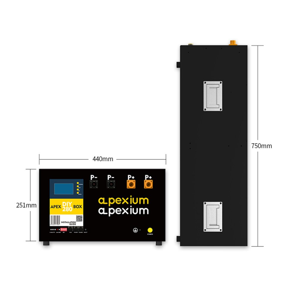 Apexium 280Ah 314Ah DIY kits Metal box with 48V 200A Inverter BMS and LCD screen