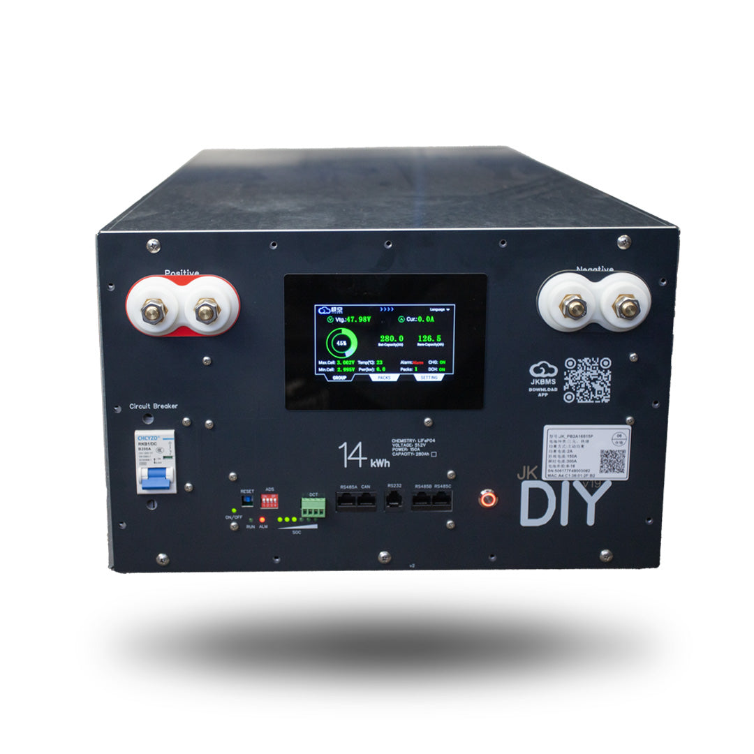 48V AmpBox Pre‑Built LiFePO4 Battery (14.56 kWh) with JK 16S 150A BMS – Black Enclosure