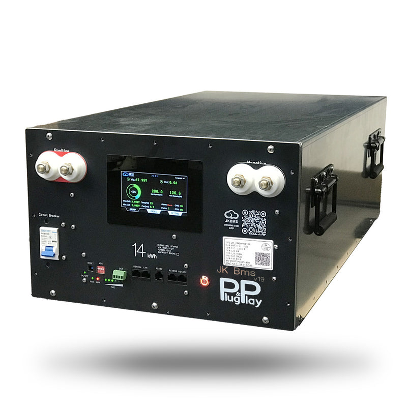 48V AmpBox Pre‑Built LiFePO4 Battery (14.56 kWh) with JK 16S 100A BMS – Black Enclosure
