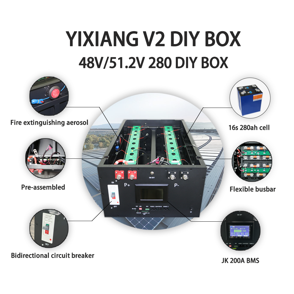 V2 Box 48V 280ah Battery Diy Kit Box With Fire extinguishing aerosol 280Ah Lifepo4 Battery DIY Box