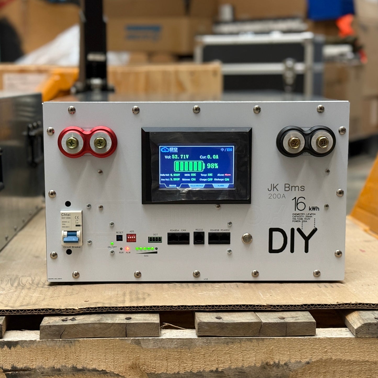 AmpBox DIY 280Ah Lifepo4 Battery BOX With JK16S 200A BMS with LCD Screen