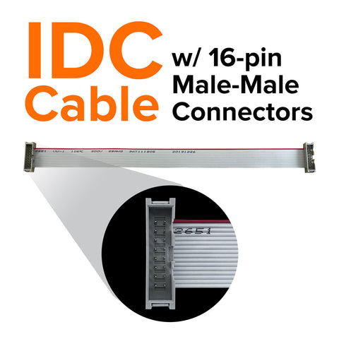 IDC Flat Cable w/ Male to Male Connectors, 16-Pin
