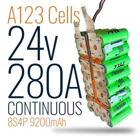 24v 9200mAh Battery 280A Cont 8s4p w/ A123 Power Cells