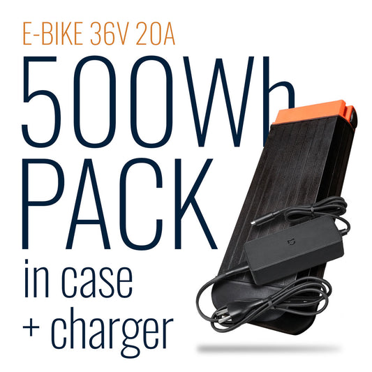 500Wh 36v 20A E-Bike Battery in Rugged Protective Case + Charger Combo