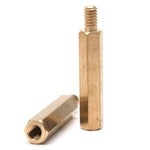 M4 x 25mm + 6mm Brass Hex Pillar Spacers Male to Female, 100 pack