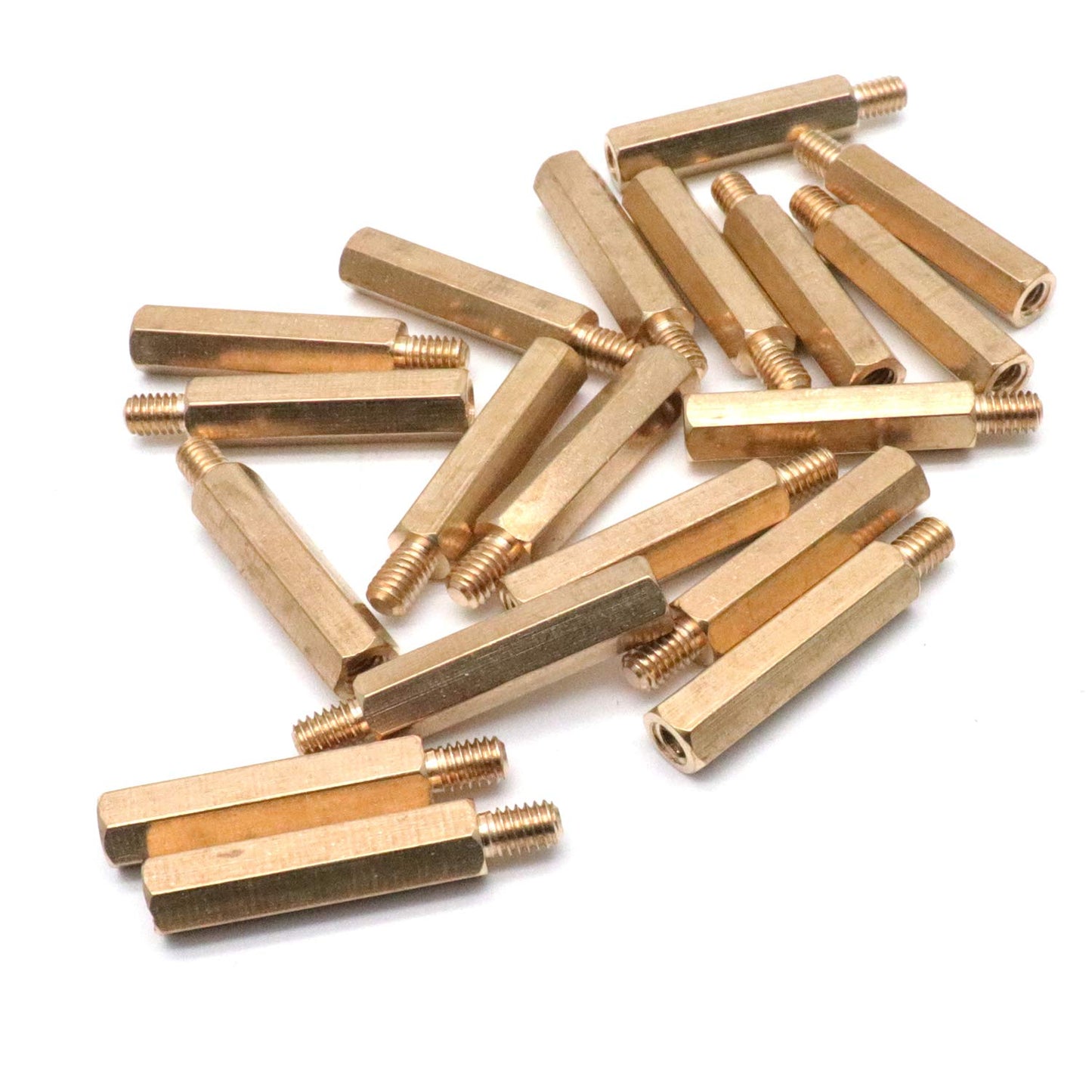 M4 x 25mm + 6mm Brass Hex Pillar Spacers Male to Female, 100 pack
