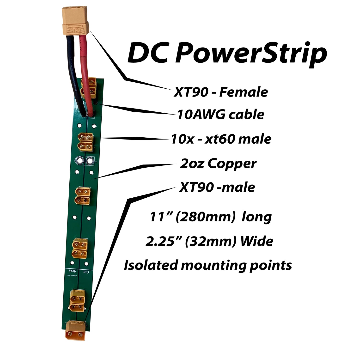 DC PCB PowerStrip Populated xt60 into xt90
