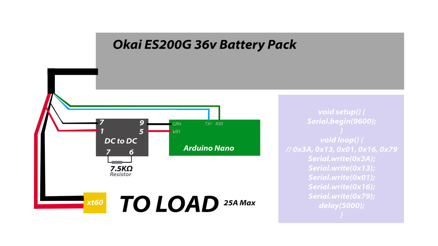 Pre-Programed Arduino to wake Okai ES200G scooter Batteries